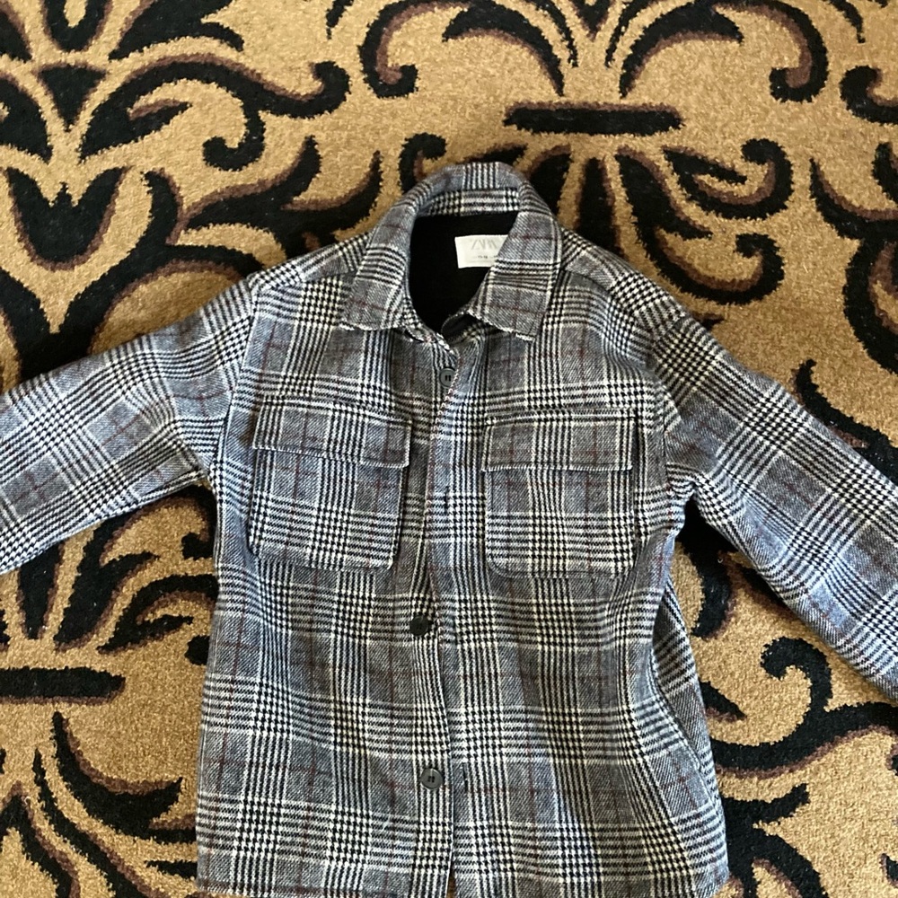 Zara Gray and Black Blazer Classic Glen Plaid